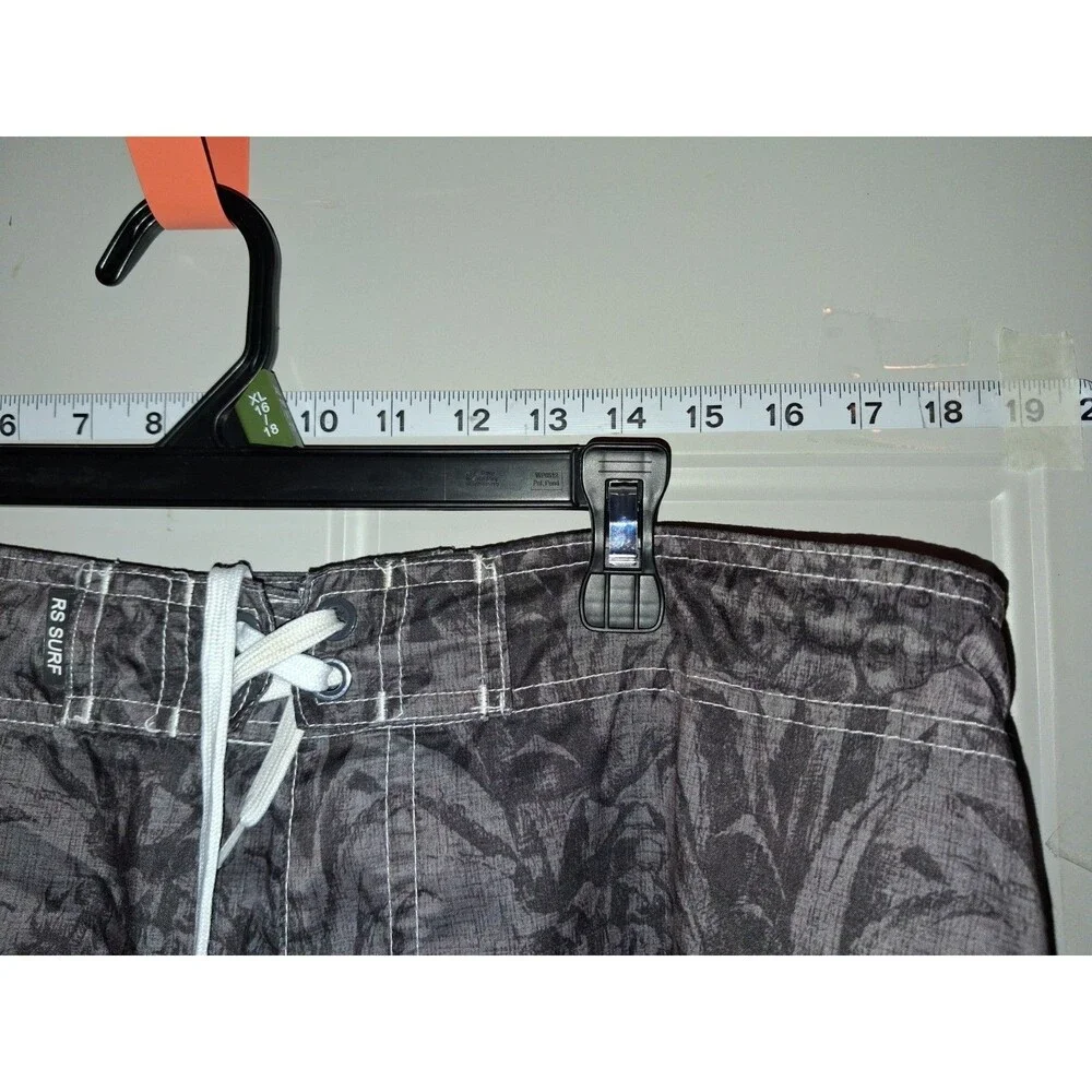 RS Surf Board Shorts Mens XL Gray Pineapple Tropical Swim Trunks Drawstring